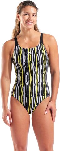 Arena Women's Performance Stripes Swim Pro Back One Piece Swimsuit Wide Straps Ergonomic Back in Kuwait