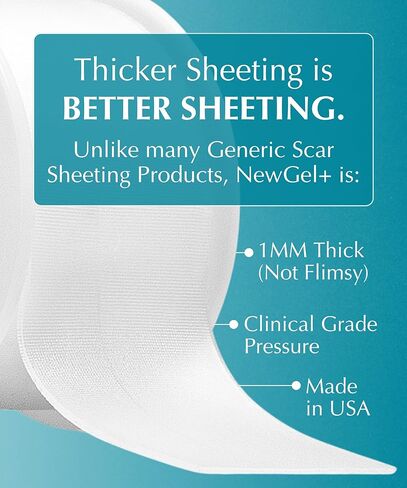 NewGel Plus Silicone Scar Tape Roll by MyNewGel – 100% Medical-Grade Silicone Scar Sheet for Surgery, C-Section, Keloid & Acne Scars – Extra Thick 1mm Tape – Made in USA – 1.5" x 96" in Kuwait
