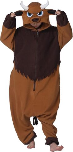 Unisex Adult Buffalo Cow Onesie Pajamas, Cattle Costume Halloween Costume Christmas One-Piece Cosplay in Saudi Arabia