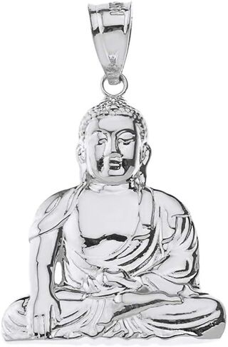 Elegant 925 Sterling Silver Buddhism Buddhist Meditation Zen Buddha Pendant (1.37") in Kuwait