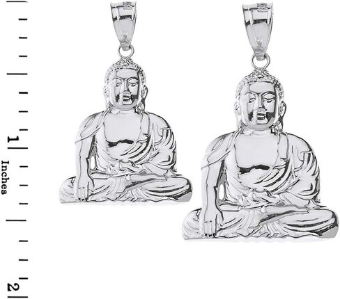 Elegant 925 Sterling Silver Buddhism Buddhist Meditation Zen Buddha Pendant (1.37") in Kuwait
