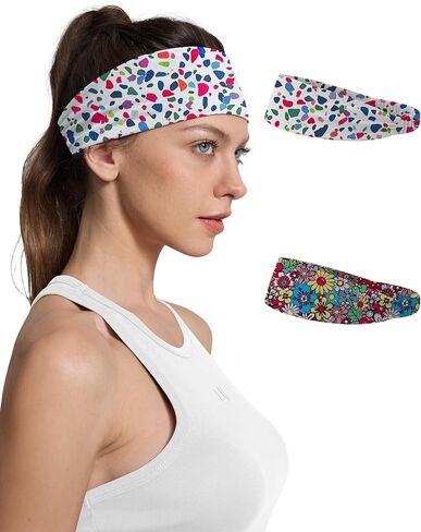 LouKeith Headbands for Women Stretchy Sweat Band Sports Workout Yoga Running Tennis Fashion Head Bands Hair Bands in Saudi Arabia