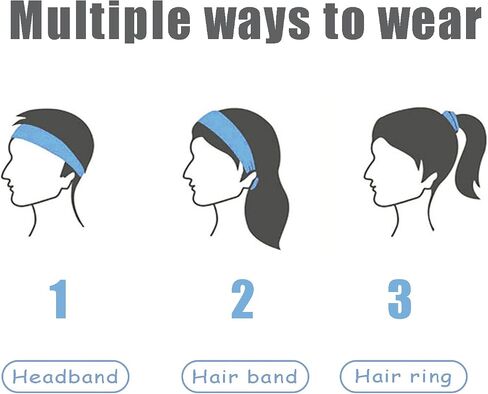 Striped Sweatband Set – 1 Headband & 2 Wristbands Moisture-Wicking Terry Cloth Sports Sweatbands for Costumes, Cosplay & Athletic in Kuwait