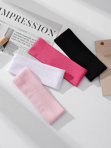 4pcs Headbands for Women, Non-Slip Elastic Sports Headbands, Soft Sweat-Absorbing Ribbed Hair Bands for Yoga, Running, Gym Workout in Kuwait
