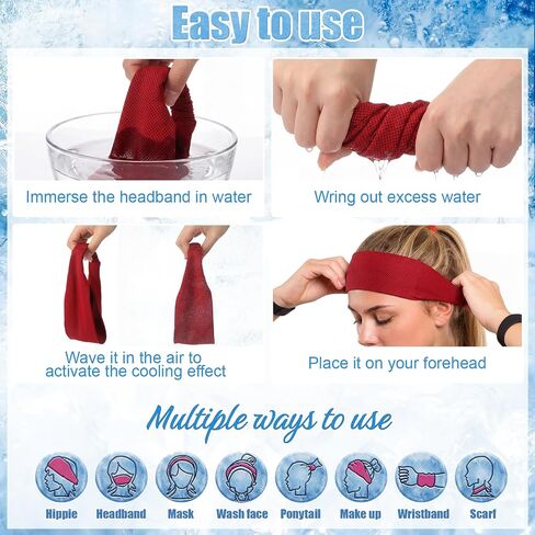 Unittype 24 Pcs Cooling Headbands for Women Bulk Wide Elastic Non Slip Moisture Wicking Sweatband for Men Workout, Gym, Yoga in Kuwait