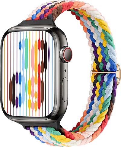 Slim Braided Bands for Apple Watch Band 40mm 41mm 42mm 38mm 46mm 44mm 45mm 49mm Women,Stretchy Solo Loop Nylon Elastic Thin Narrow Skinny Strap for iWatch Ultra 3 SE 3 Series 11 10 9 8 7 6 5 4 3 2 1 in Saudi Arabia