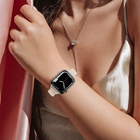 Slim Braided Bands for Apple Watch Band 40mm 41mm 42mm 38mm 46mm 44mm 45mm 49mm Women,Stretchy Solo Loop Nylon Elastic Thin Narrow Skinny Strap for iWatch Ultra 3 SE 3 Series 11 10 9 8 7 6 5 4 3 2 1 in Saudi Arabia