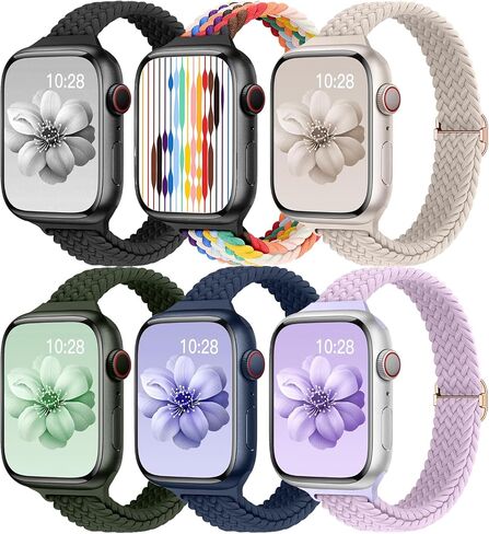 Slim Braided Bands for Apple Watch Band 40mm 41mm 42mm 38mm 46mm 44mm 45mm 49mm Women,Stretchy Solo Loop Nylon Elastic Thin Narrow Skinny Strap for iWatch Ultra 3 SE 3 Series 11 10 9 8 7 6 5 4 3 2 1 in Saudi Arabia