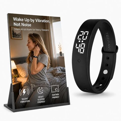 Vibrating Alarm Clock for Heavy Sleepers Bracelets Men Smart Watch Digital Wristband Women's Wrist Band Womens Sleep Devices Vibration Silent Men's Small Long Distance Simple Wristbands in Saudi Arabia