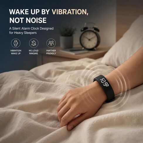 Vibrating Alarm Clock for Heavy Sleepers Bracelets Men Smart Watch Digital Wristband Women's Wrist Band Womens Sleep Devices Vibration Silent Men's Small Long Distance Simple Wristbands in Saudi Arabia