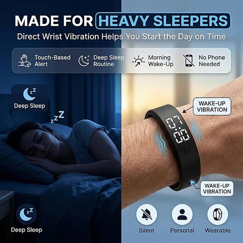 Vibrating Alarm Clock for Heavy Sleepers Bracelets Men Smart Watch Digital Wristband Women's Wrist Band Womens Sleep Devices Vibration Silent Men's Small Long Distance Simple Wristbands in Saudi Arabia
