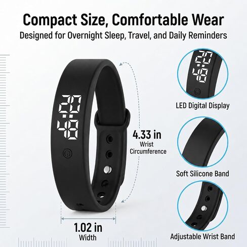 Vibrating Alarm Clock for Heavy Sleepers Bracelets Men Smart Watch Digital Wristband Women's Wrist Band Womens Sleep Devices Vibration Silent Men's Small Long Distance Simple Wristbands in Saudi Arabia