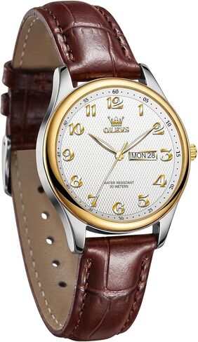 OLEVS Women's Watch Leather Band, Elegant Ladies Causal Watches with Date Day, Classic Professional Wristwatch for Small Wrists,Ideal Gift for Mother's Day Birthday in Saudi Arabia