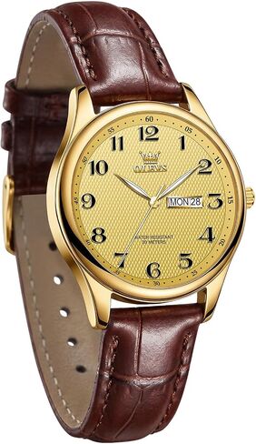 OLEVS Women's Watch Leather Band, Elegant Ladies Causal Watches with Date Day, Classic Professional Wristwatch for Small Wrists,Ideal Gift for Mother's Day Birthday in Saudi Arabia