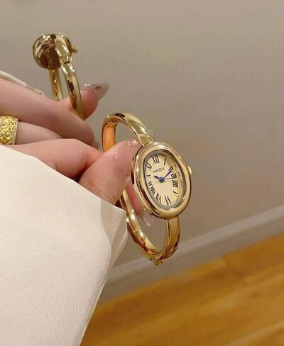 Women's Bangle Bracelet Watch, Oval Dial, Roman Numeral, Elegant Style in Kuwait