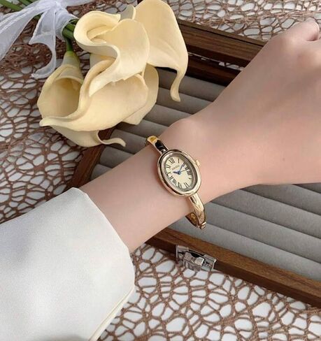 Women's Bangle Bracelet Watch, Oval Dial, Roman Numeral, Elegant Style in Kuwait