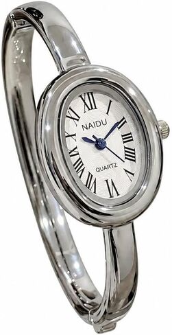 Women's Bangle Bracelet Watch, Oval Dial, Roman Numeral, Elegant Style in Kuwait