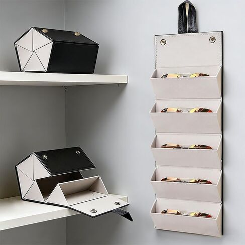 Travel Sunglasses Organizer,Foldable Travel Sunglass Case with 3 Slots for Multiple Pairs,Portable Eyeglasses Holder-Black in Kuwait