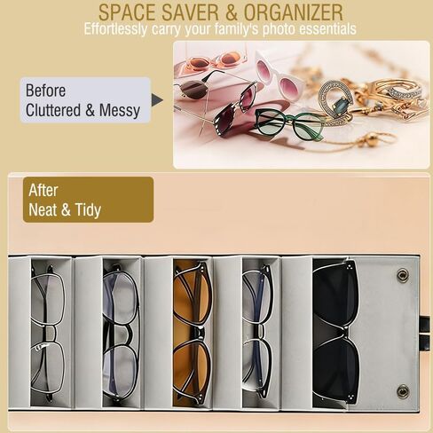 Travel Sunglasses Organizer,Foldable Travel Sunglass Case with 3 Slots for Multiple Pairs,Portable Eyeglasses Holder-Black in Kuwait