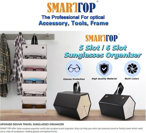 TOPINCN Sunglasses Organizer Case Men Women 5 Slot EyeGlass Holder Storage Travel Case PU Leather Travel Glasses Case Storage for Glasses Jewelry(Brown) in Kuwait