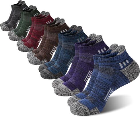 COOPLUS 7 Pairs Mens Ankle Running Socks Cotton Athletic Cushioned Low Cut Moisture Wicking Sports Socks in Saudi Arabia