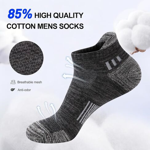 COOPLUS 7 Pairs Mens Ankle Running Socks Cotton Athletic Cushioned Low Cut Moisture Wicking Sports Socks in Saudi Arabia