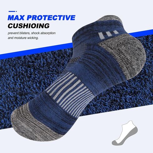 COOPLUS 7 Pairs Mens Ankle Running Socks Cotton Athletic Cushioned Low Cut Moisture Wicking Sports Socks in Saudi Arabia