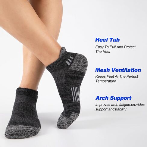 COOPLUS 7 Pairs Mens Ankle Running Socks Cotton Athletic Cushioned Low Cut Moisture Wicking Sports Socks in Saudi Arabia