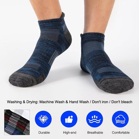 COOPLUS 7 Pairs Mens Ankle Running Socks Cotton Athletic Cushioned Low Cut Moisture Wicking Sports Socks in Saudi Arabia