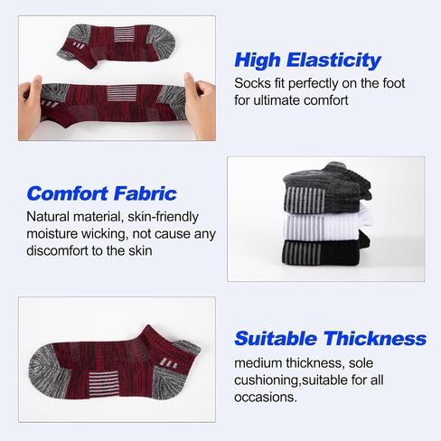 COOPLUS 7 Pairs Mens Ankle Running Socks Cotton Athletic Cushioned Low Cut Moisture Wicking Sports Socks in Saudi Arabia