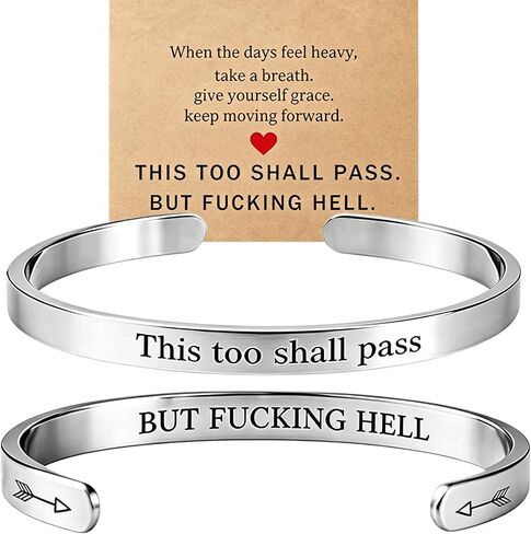 This Too Shall Pass Mantra Cuff Bracelet, Hidden Information Bracelet, Gifts for Women in Kuwait