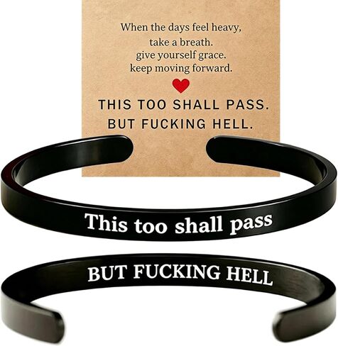 This Too Shall Pass Mantra Cuff Bracelet, Hidden Information Bracelet, Gifts for Women in Saudi Arabia