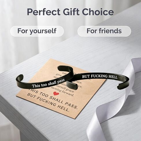 This Too Shall Pass Mantra Cuff Bracelet, Hidden Information Bracelet, Gifts for Women in Kuwait