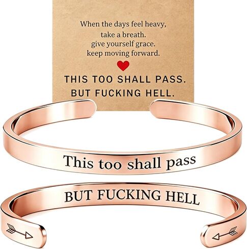 This Too Shall Pass Mantra Cuff Bracelet, Hidden Information Bracelet, Gifts for Women in Kuwait