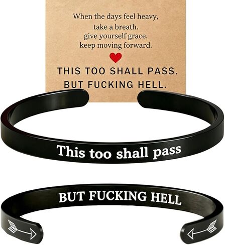 This Too Shall Pass Mantra Cuff Bracelet, Hidden Information Bracelet, Gifts for Women in Kuwait