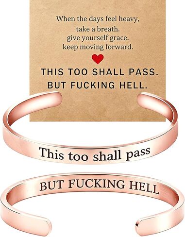 This Too Shall Pass Mantra Cuff Bracelet, Hidden Information Bracelet, Gifts for Women in Kuwait