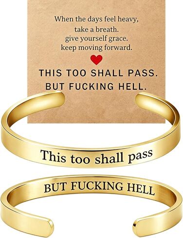 This Too Shall Pass Mantra Cuff Bracelet, Hidden Information Bracelet, Gifts for Women in Kuwait