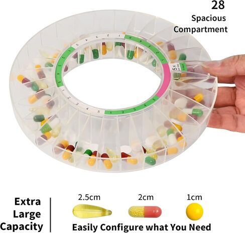 Automatic Pill Dispenser with Lock for Caregivers | 28-Day Medication Organizer for Seniors | 6 Daily Alarms & Flashing Light Reminder - No App or WiFi Needed in Saudi Arabia