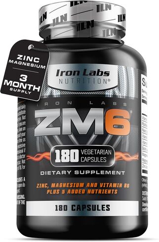 Iron Labs ZM6 - High Strength Zinc and Magnesium Supplement - 180 Vegetarian Capsules (3 Month Supply) - Super Enhanced Zinc Magnesium Aspartate and B6 Complex in Saudi Arabia