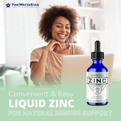 FWS Liquid Zinc Supplement for Men Women Kids, Organic Non-GMO Vegan, Ionic Zinc Sulfate Drops, Immune System Boost Healthy Skin Support Overall Wellness, 30 Day Supply, 2 oz in Saudi Arabia
