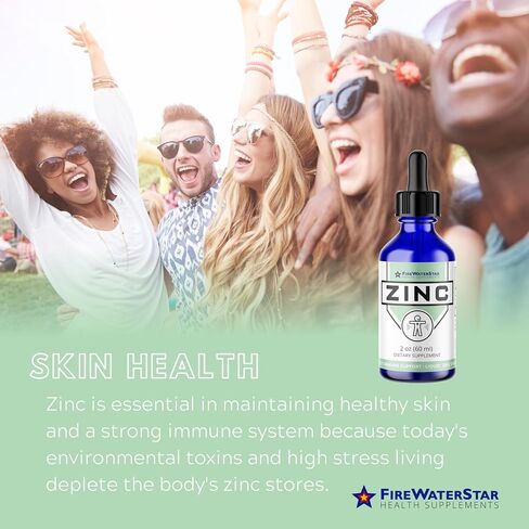 FWS Liquid Zinc Supplement for Men Women Kids, Organic Non-GMO Vegan, Ionic Zinc Sulfate Drops, Immune System Boost Healthy Skin Support Overall Wellness, 30 Day Supply, 2 oz in Saudi Arabia