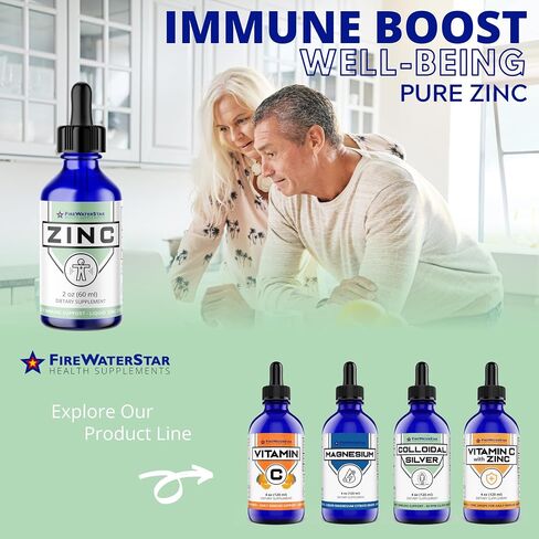FWS Liquid Zinc Supplement for Men Women Kids, Organic Non-GMO Vegan, Ionic Zinc Sulfate Drops, Immune System Boost Healthy Skin Support Overall Wellness, 30 Day Supply, 2 oz in Saudi Arabia
