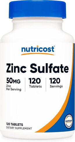 Nutricost Zinc Sulfate (50mg) 120 Tablets - Vegan, GMO-Free, Gluten-Free in Kuwait