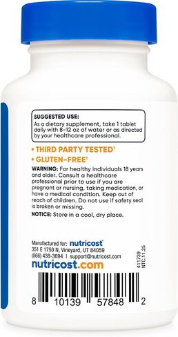 Nutricost Zinc Sulfate (50mg) 120 Tablets - Vegan, GMO-Free, Gluten-Free in Kuwait