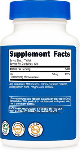 Nutricost Zinc Sulfate (50mg) 120 Tablets - Vegan, GMO-Free, Gluten-Free in Kuwait