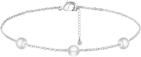 Pearl Bracelet for Women Adjustable Dainty 14K Gold/Silver Plated Single Stackable Tiny Pearls Bracelet Chain Cute Simple Jewelry Gifts 6.3+1.2 Inch Extension in Saudi Arabia