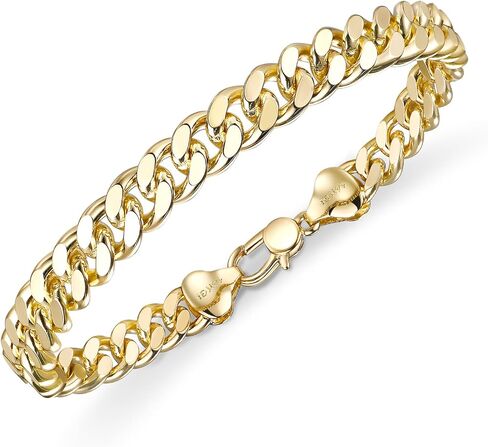 HIKARITO 7mm Gold Cuban Link Chain Bracelet for Men ＆ Women,14K Gold Filled Bracelets Chain for Women & Men Chains for Mens Cuban Chains Bracelet Secure Buckle Hypoallergenic Trendy Dainty Jewelry Gifts Size( 7.5/8/8.5 in) in Kuwait