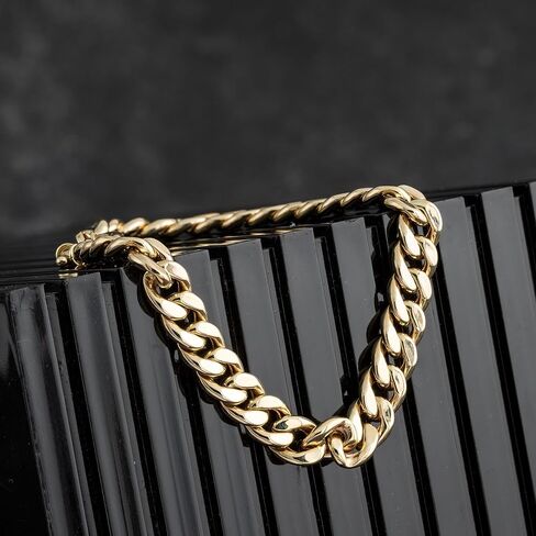 HIKARITO 7mm Gold Cuban Link Chain Bracelet for Men ＆ Women,14K Gold Filled Bracelets Chain for Women & Men Chains for Mens Cuban Chains Bracelet Secure Buckle Hypoallergenic Trendy Dainty Jewelry Gifts Size( 7.5/8/8.5 in) in Kuwait