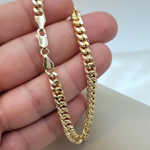 HIKARITO 7mm Gold Cuban Link Chain Bracelet for Men ＆ Women,14K Gold Filled Bracelets Chain for Women & Men Chains for Mens Cuban Chains Bracelet Secure Buckle Hypoallergenic Trendy Dainty Jewelry Gifts Size( 7.5/8/8.5 in) in Kuwait