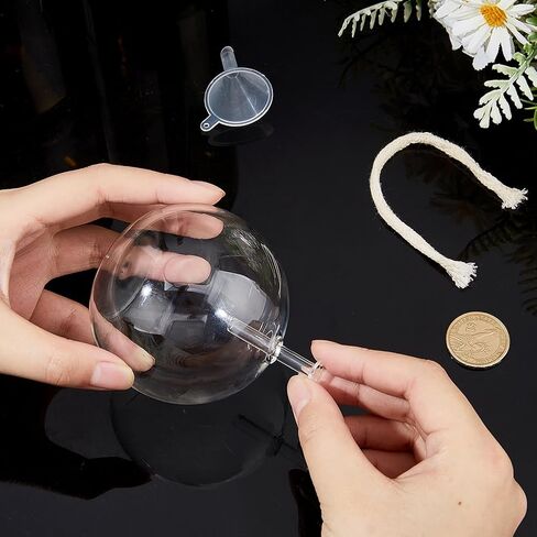 SUPERFINDINGS 2 Sets Clear Glass Oil Lamp Round Refillable Liquid Petite Oil lamp 8 x 7.4 cm Burning with Wick and Holder Included for Indoor Lighting and Outdoor Events in Kuwait